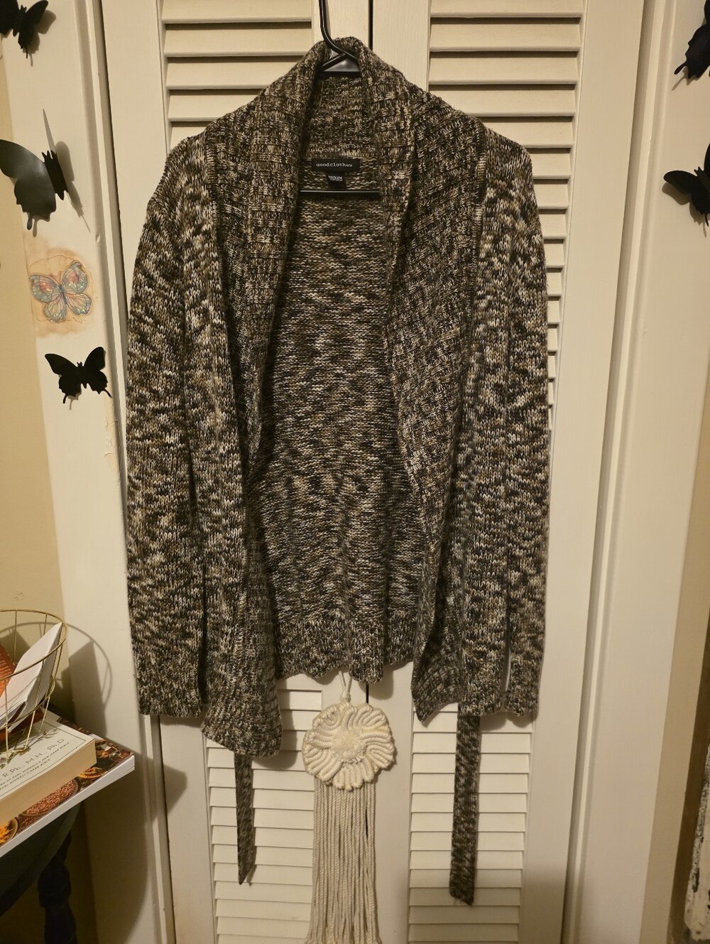 Goodclothes Chunky Marled Knit Cardigan in Brown Mix - Great Material